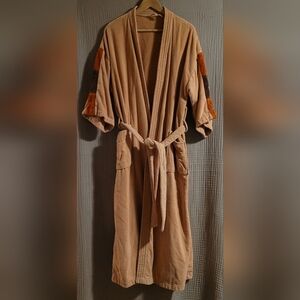 ​Vintage State O Maine Camel Terry Cloth Robe - 70s Colorblock - Large/XL